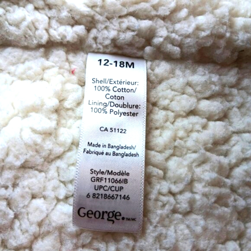 George Baby Buffalo Plaid Shacket 12-18M Cozy Sherpa Lined Jacket Cottagecore - Picture 7 of 11